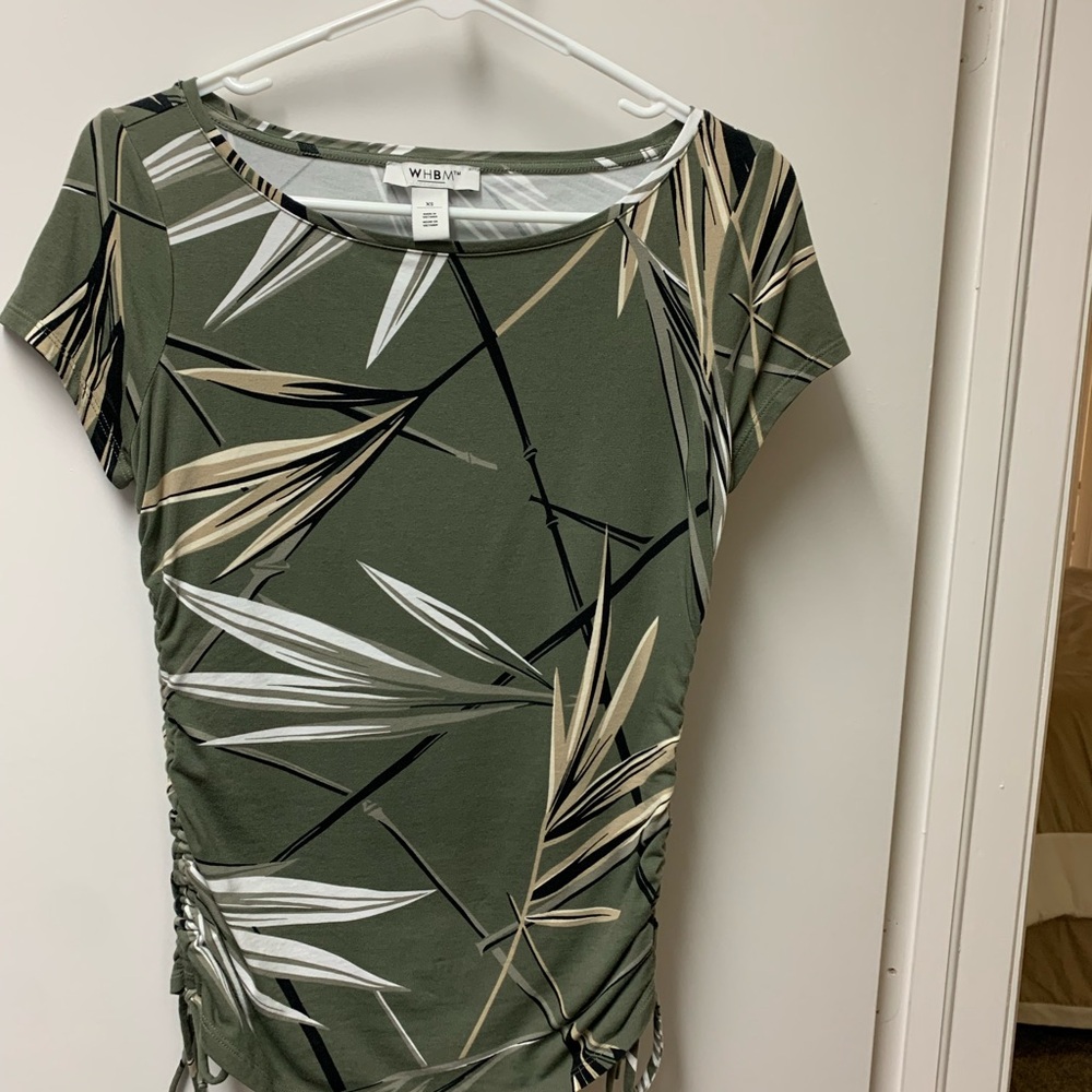 WHBM Green Leaf Print Women's Top
